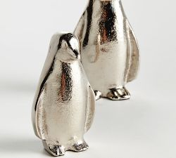 Handcrafted Silver Penguin Pair