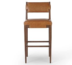Open Box: Bromley Leather Bar Stool, 31.5"H - Sonoma Chestnut