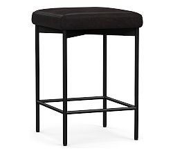 Open Box: Maison Leather Backless Counter Height Stool - Vintage Midnight, Antique Bronze Leg