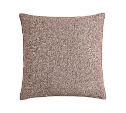 Open Box: Belgian Flax Linen Floral Stitch Quilted Sham, Euro, Set of 2 - Coffee