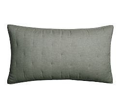 Open Box: Belgian Flax Linen Tufted Quilted Sham, King, Set of 2 - Dark Forest