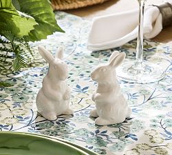 Floral Bunny Stoneware Salt &amp; Pepper Shakers