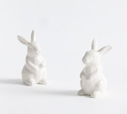Floral Bunny Stoneware Salt &amp; Pepper Shakers