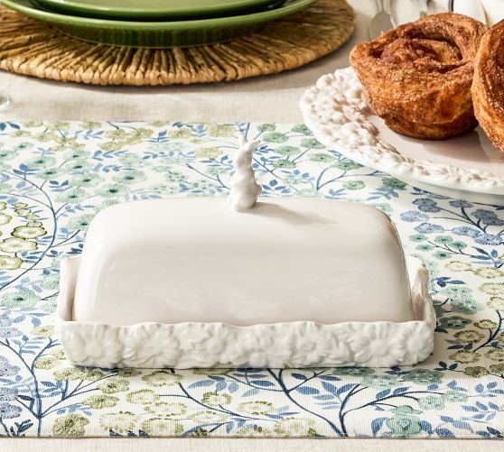 Floral Bunny Stoneware Butter Dish - Thumbnail 4