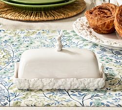 Floral Bunny Stoneware Butter Dish