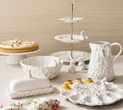 Floral Bunny Stoneware Butter Dish