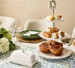 Floral Bunny Stoneware Butter Dish