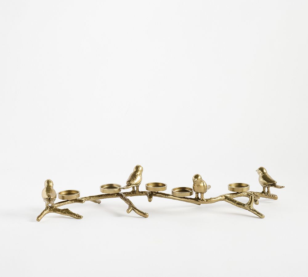 Bird Centerpiece Candle Holder - Gold
