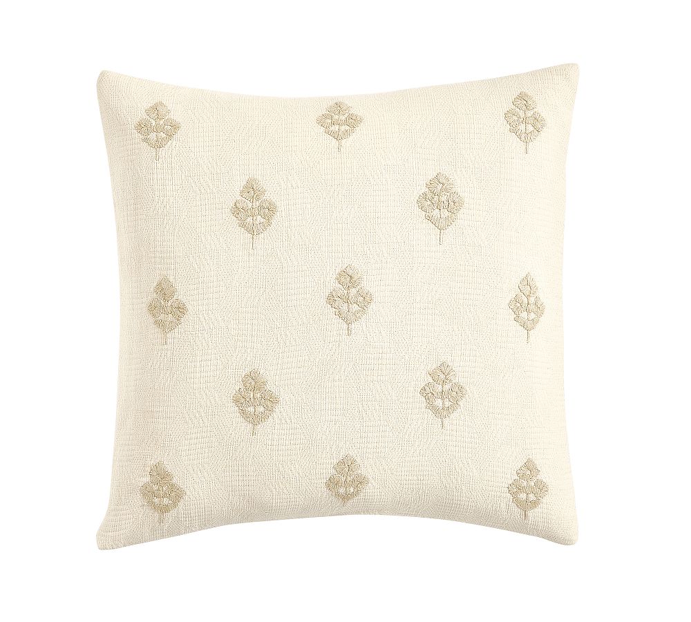 Natalie Embroidered Shams - Flax/Neutral, Euro