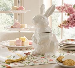 Floral Bunny Stoneware Cookie Jar