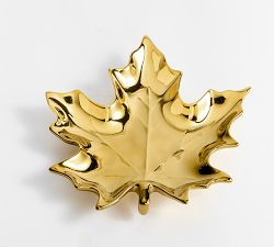 Gold Maple Leaf Stoneware Appetizer Plate