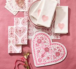 Conversation Hearts Organic Cotton Napkins - Mixed Set of 4