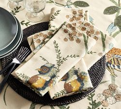 Pheasant Embroidered Cotton Table Throw