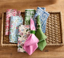 Morgan Lace Trim Organic Cotton Napkins - Set of 4