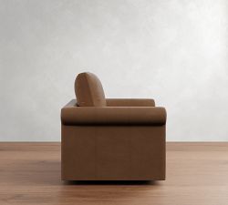 Westwood Roll Arm Leather Swivel Chair