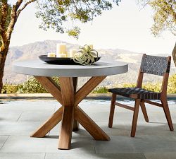 Abbott Concrete &amp; Acacia Round Outdoor Dining Table (48")