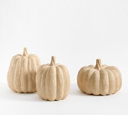 Resin Wood Pumpkins - Set of 3
