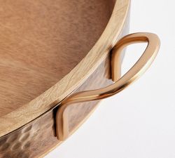 Mango Wood &amp; Copper Serving Tray