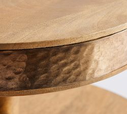 Mango Wood &amp; Copper Tiered Stand