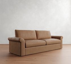 Westwood Roll Arm Leather Sofa (71"-131")