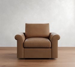 Westwood Roll Arm Leather Swivel Chair