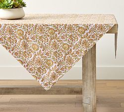 Norvelle Block Print Cotton/Linen Table Throw