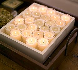 Unscented Filled Glass Votive Candles, Set of 16