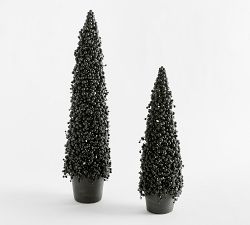 Faux Potted Black Berry Cluster Cone Tree