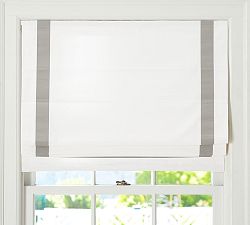 Open Box: Grosgrain Ribbon Cordless Roman Blackout Shade, 36"W x 64"L - Gray/White