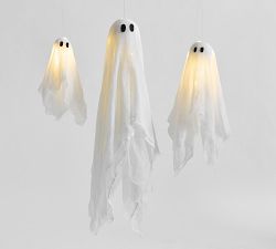 Lit Hanging Ghosts - Set of 3