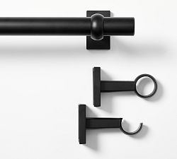 Open Box: Contract Grade Curtain Rod, 28-48&quot;, 1.25&quot; Diam. - Matte Black
