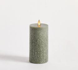 Premium Flickering Flameless Wax Pillar Candle - Salt Washed