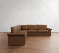 Westwood Roll Arm Leather 3-Piece L-Shaped Sectional (120")