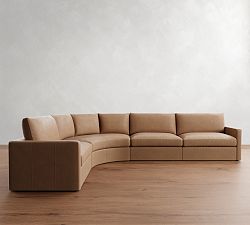 Westwood Slim Arm Leather 4-Piece Curved Wedge Sectional (145")