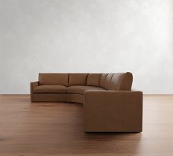 Westwood Slim Arm Leather 4-Piece Curved Wedge Sectional (145")