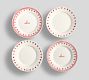 Painted Hearts Stoneware Appetizer Plates - Mixed Set of 4