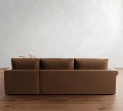 Westwood Roll Arm Leather 3-Piece L-Shaped Sectional (120")