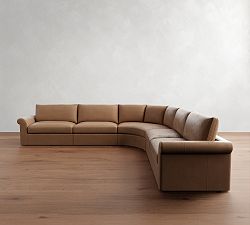 Westwood Roll Arm Leather 5-Piece Curved Wedge Sectional (151&quot;)