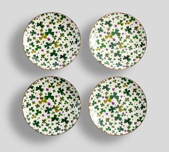 Four Leaf Clover Stoneware Appetizer Plates - Thumbnail 2