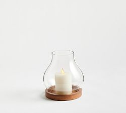 Sherbourne Wood Base Hurricane Candle Holder