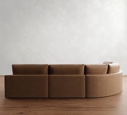 Westwood Square Arm Leather 4-Piece Curved Wedge Sectional (148")