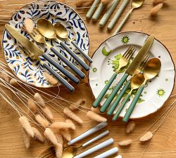 Fantasia Italian Stainless Steel Ice Gold Flatware Set