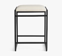 Open Box: Hardy Upholstered Backless Stool, Counter Height - Performance Boucle Oatmeal