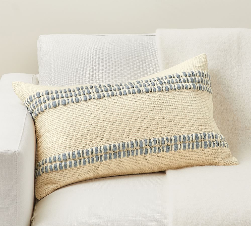 Reed Striped Lumbar Pillow - 16 x 26", Chambray