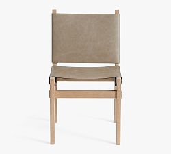 Open Box: Noe Leather Sling Dining Chair, Fog