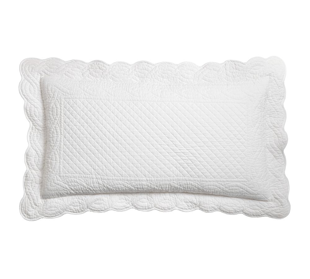 Heirloom Scalloped Quilted Sham - White, King, Set of 2