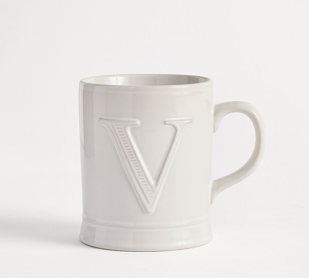 Embossed Alphabet Mug - V