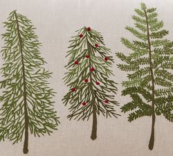 Forest Embroidered Lumbar Pillow Cover