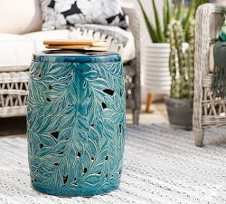 Ivy Ceramic Round Outdoor Accent Table (14")