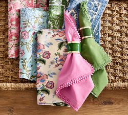 Morgan Lace Trim Organic Cotton Napkins - Set of 4